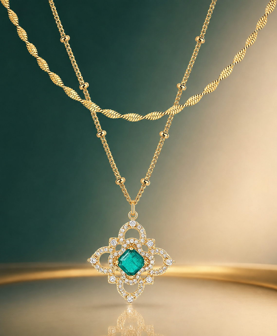 Layered gold statement necklace