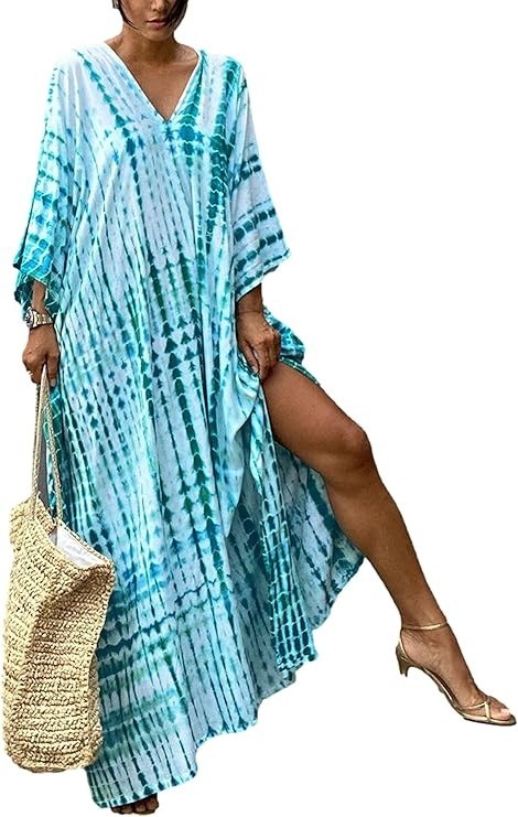 Blue tie-dye kaftan