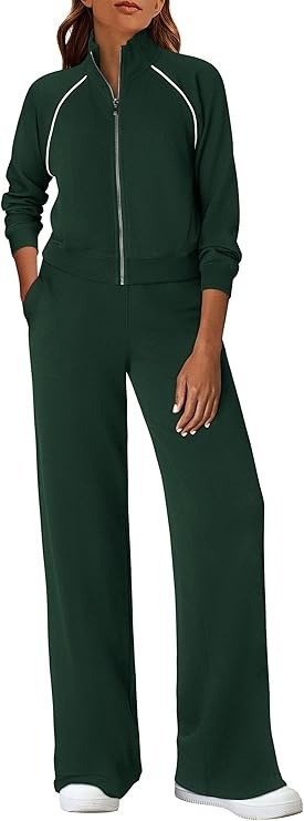 Dark green zip-front lounge set